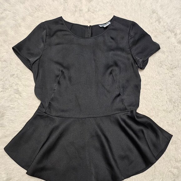 DKNY Women's Black Sheer Peplum Top Size 2 - Picture 2 of 8